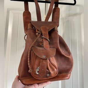 Leather drawstring backpack/purse